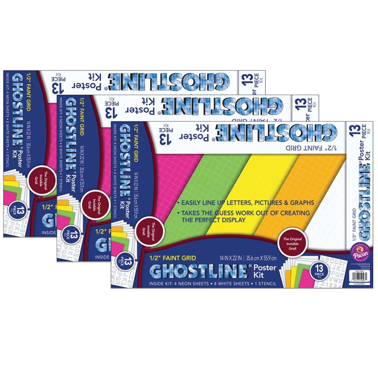 Poster Board Kit, 5 Assorted Colors, 14" x 22", 13 Pieces Per Kit, 3 Kits